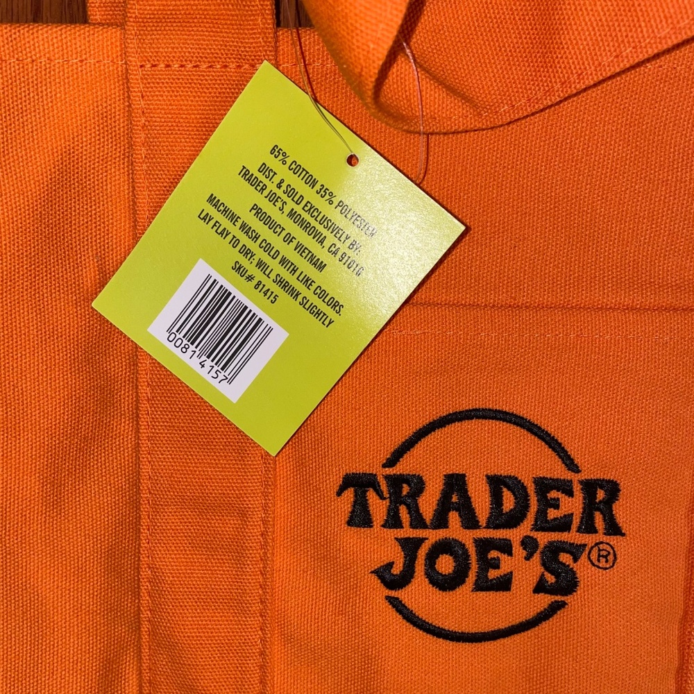 NWT Trader Joe’s Limited Edition Trick or Treat Mini Canvas Tote Bag - Orange - Picture 4 of 4